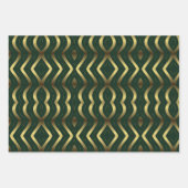 Abstract gouden en smaragdgroene golvende strepen inpakpapier vel (Voorkant 2)