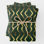 Abstract gouden en smaragdgroene golvende strepen inpakpapier vel (In situ)