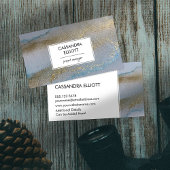 Abstract gouden en subtiele blauwe alcoholinkt Vlo Visitekaartje