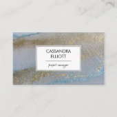 Abstract gouden en subtiele blauwe alcoholinkt Vlo Visitekaartje (Voorkant)