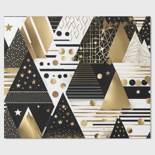 abstract gouden en zwarte driehoeken inpakpapier (Vlak)