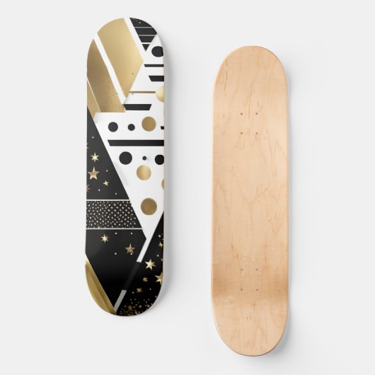 abstract gouden en zwarte driehoeken skateboard (Voorkant)