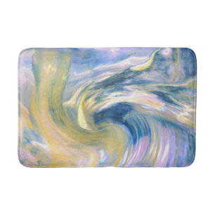 Abstract gouden geel en blauw gestreken Abstract Badmat