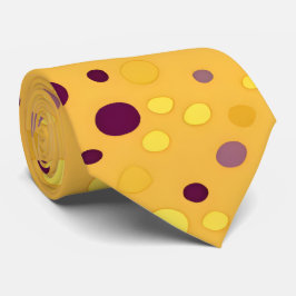 Abstract Gouden Geel & Plum Paarse Polka Dot Stropdas