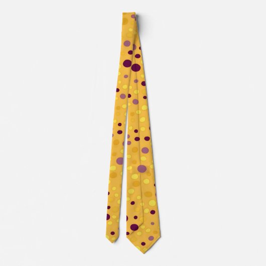 Abstract Gouden Geel & Plum Paarse Polka Dot Stropdas (Achterkant)