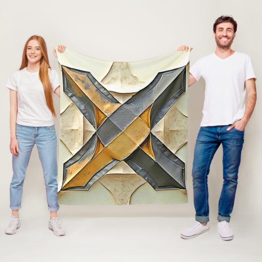 Abstract gouden metaaldesign fleece deken (In situ)