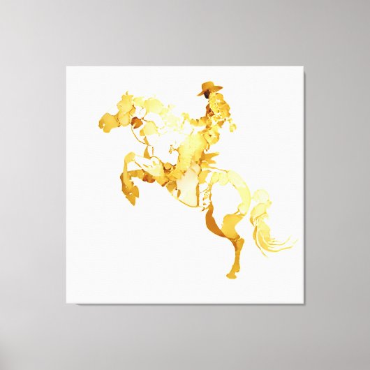 Abstract Gouden Paard en Ruiter Canvas Afdruk (Voorkant)