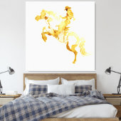 Abstract Gouden Paard en Ruiter Canvas Afdruk (Insitu (Slaapkamer))