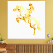 Abstract Gouden Paard en Ruiter Canvas Afdruk (Insitu (Woonkamer))