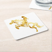 Abstract Gouden Paard en Ruiter Kartonnen Onderzetters (Schuin)