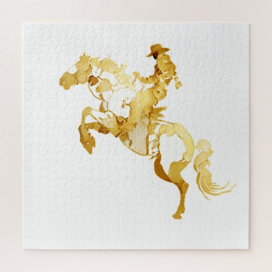 Abstract Gouden Paard en Ruiter Legpuzzel (Verticaal)