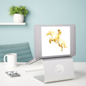 Abstract Gouden Paard en Ruiter Sticker (Laptop op bureau)