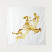 Abstract Gouden Paard en Ruiter Wandkleed (Voorkant (horizontaal))