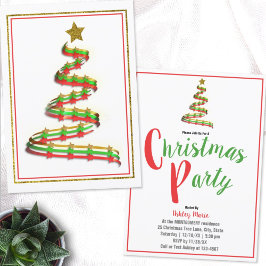 Abstract Gouden Rood Groen Lint Kerstfeest Kaart