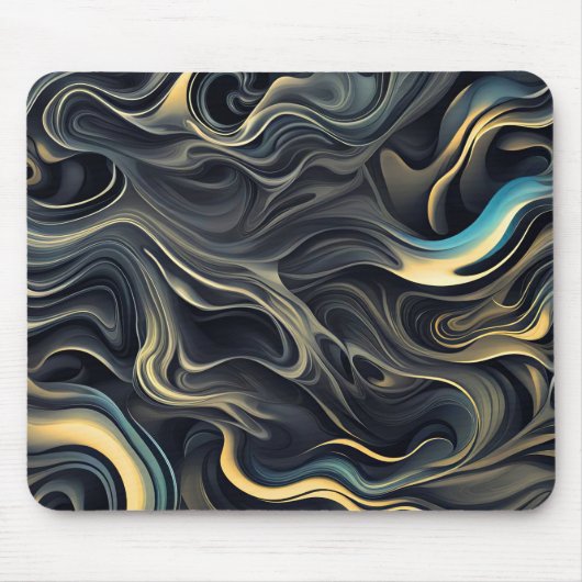 Abstract gouden rookontwerp op zwart muismat (Voorkant)