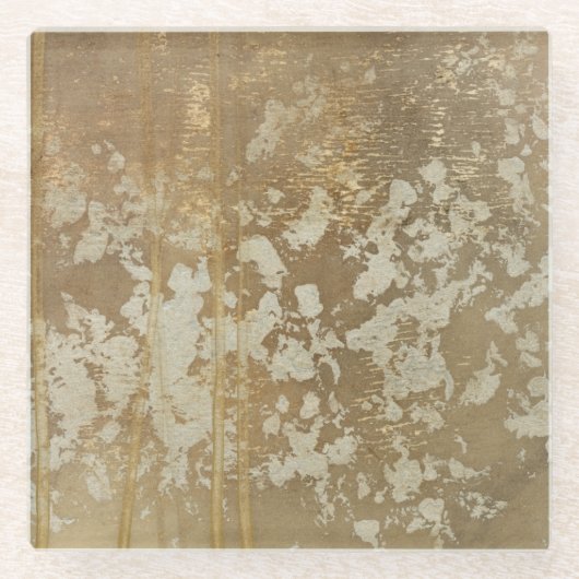Abstract gouden schilderen met zilverspeckers glazen onderzetter (Voorkant)