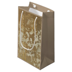 Abstract gouden schilderen met zilverspeckers klein cadeauzakje