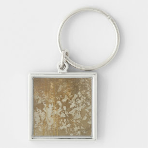 Abstract gouden schilderen met zilverspeckers sleutelhanger