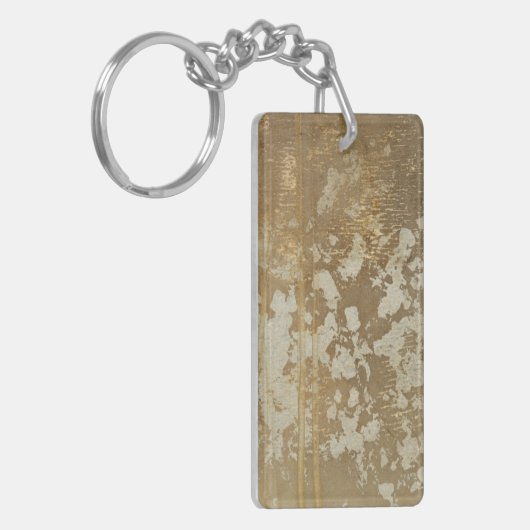 Abstract gouden schilderen met zilverspeckers sleutelhanger (Voorkant Links)