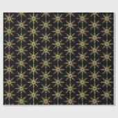 Abstract gouden sneeuwvlokpatroon cadeaupapier (Vlak)