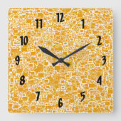 Abstract gouden witte hedendaags patroon vierkante klok (Voorkant)