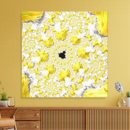 Abstract goudgeel fractal canvas afdruk