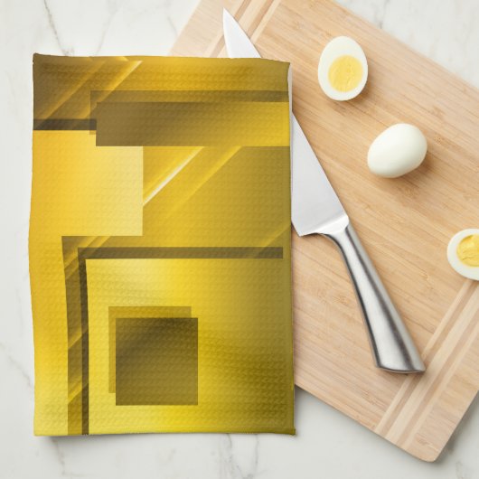 Abstract goudgeel theedoek (Quarter Fold)