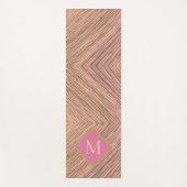 Abstract goudkleurig monogram roze strepen yogamat (Voorkant)