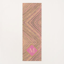 Abstract goudkleurig monogram roze strepen yogamat
