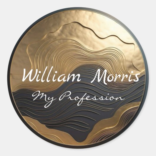 Abstract goudmarmer ronde sticker (Voorkant)