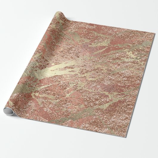 Abstract goudolie Metaalachtig Roos koper Blush Cadeaupapier (Uitgerold)