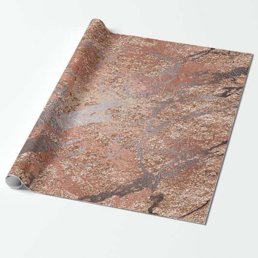 Abstract goudolie metallisch Roos koper Bronze Cadeaupapier (Uitgerold)