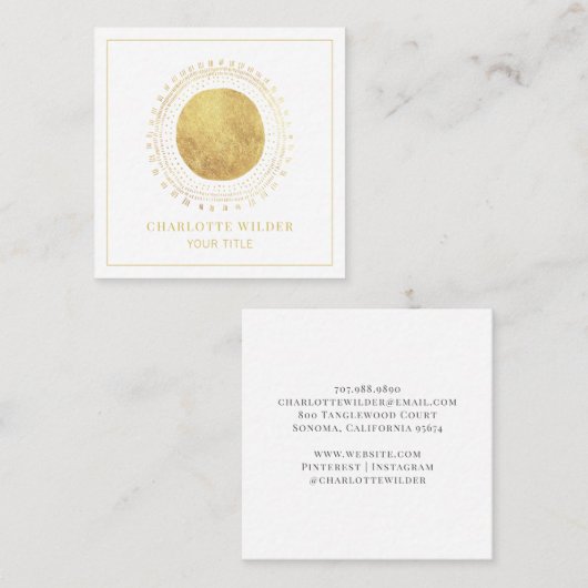 Abstract goudoliecirkel vierkante visitekaartje (Voorkant / Achterkant)