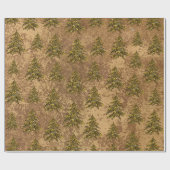 Abstract goudpapier en dunne kerstboom cadeaupapier (Vlak)