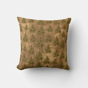 Abstract goudpapier en dunne kerstboom kussen