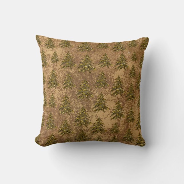 Abstract goudpapier en dunne kerstboom kussen (Voorkant)