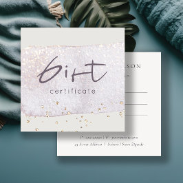 Abstract goudpenseel Lila cadeaubon Vierkante Visitekaartje
