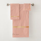 Abstract goudroze Floral Bad Handdoek (Insitu)