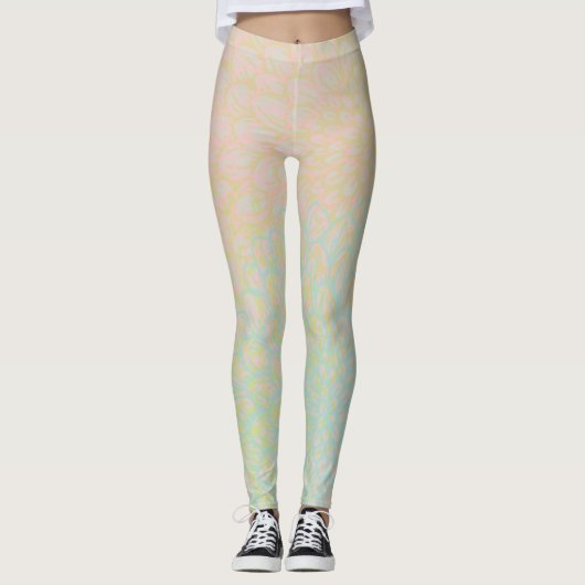 Abstract goudroze Floral Leggings (Voorkant)