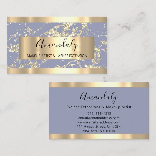 Abstract Goudstreken Lijst Marmer Smoky Blue Visitekaartje (Voorkant / Achterkant)