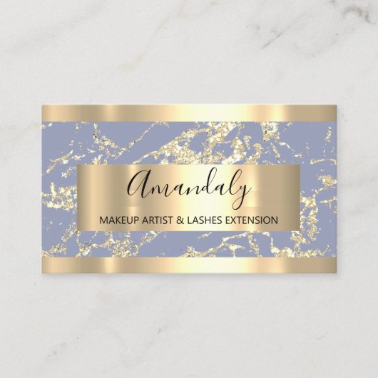 Abstract Goudstreken Lijst Marmer Smoky Blue Visitekaartje (Voorkant)