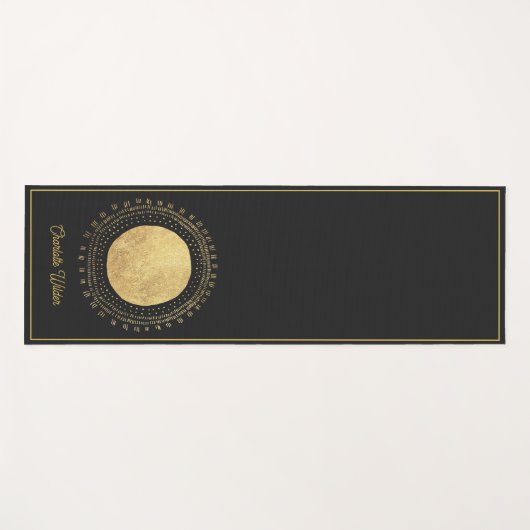 Abstract goudvlies Cirkel maan Gepersonaliseerd zw Yogamat (Voorkant (horizontaal))