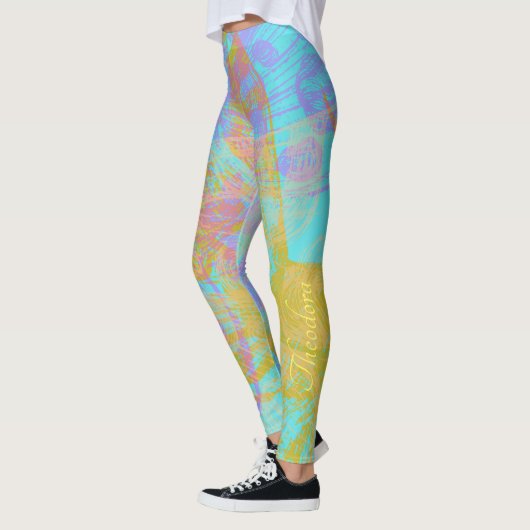 Abstract goudvlinder Aquamarine Violet Leggings (Links)