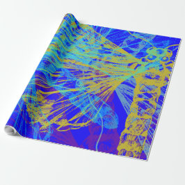 Abstract goudvlinder blauw deeg cadeaupapier
