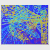 Abstract goudvlinder blauw deeg cadeaupapier (Vlak)