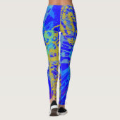 Abstract goudvlinder blauw deeg leggings (Achterkant)