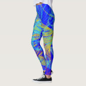 Abstract goudvlinder blauw deeg leggings (Links)