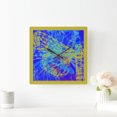 Abstract goudvlinder blauw deeg vierkante klok (Huis)