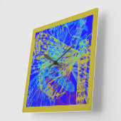 Abstract goudvlinder blauw deeg vierkante klok (Hoek)