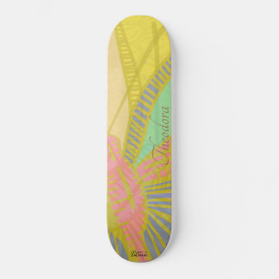 Abstract goudvlinder roze inktpatroon persoonlijk skateboard